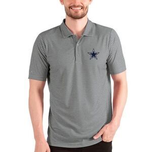 Dallas Cowboys Mens Blue White Striped Team NFL Logo Casual Polo Shirt Large